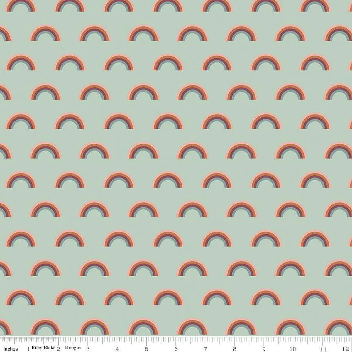 1 yard cut of Flannel Salt and Honey Rainbows Mint