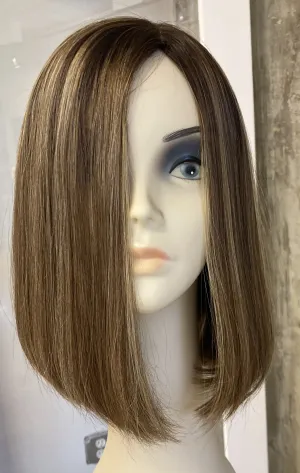 100% EUROPEAN HUMAN HAIR 15" ROOTED BLONDE WITH HIGHLIGHTS LONG BOB
