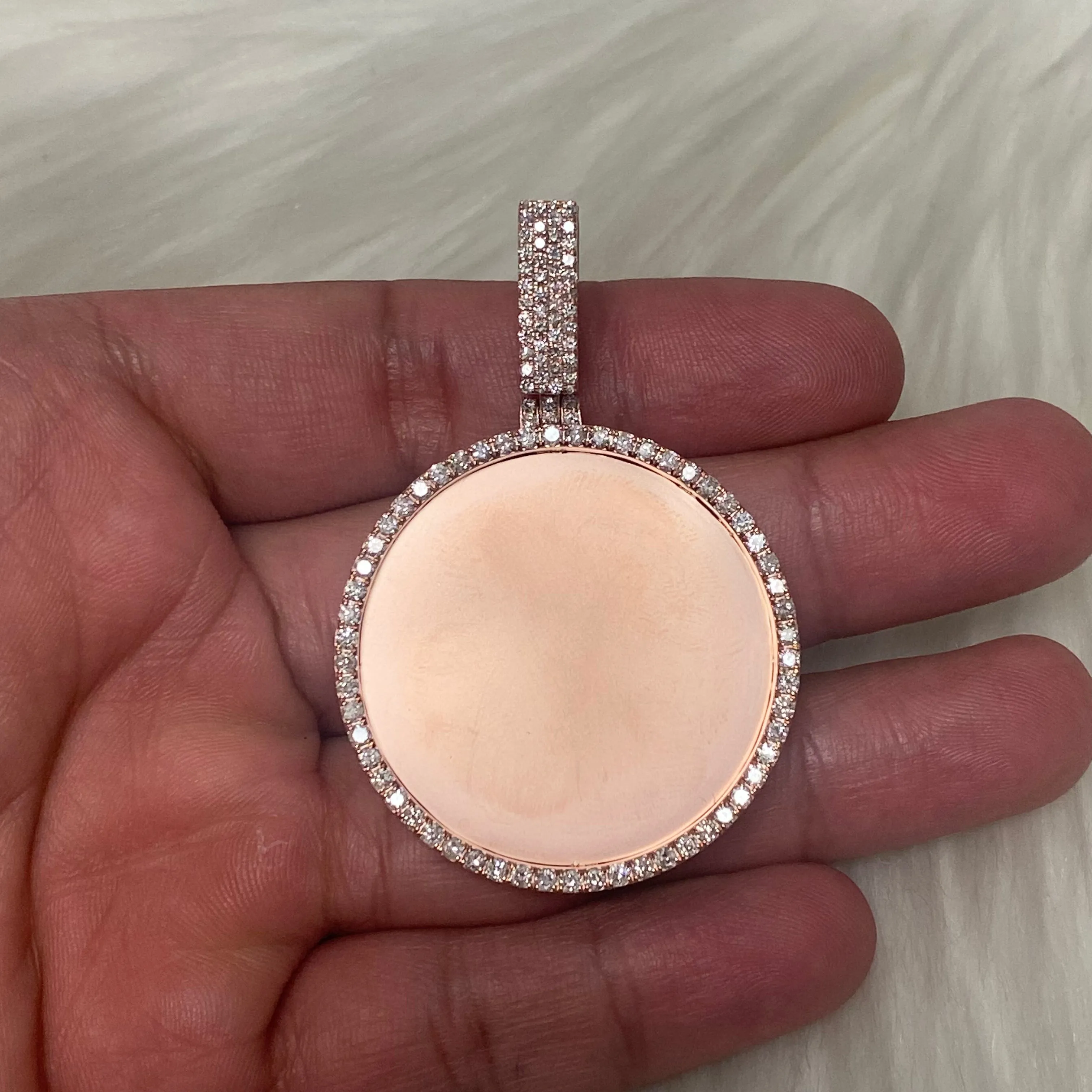 10K Rose Gold Diamond Memoral Pendant 1.9Ct Dia / 15.77gr / 1.5 - 2.2in
