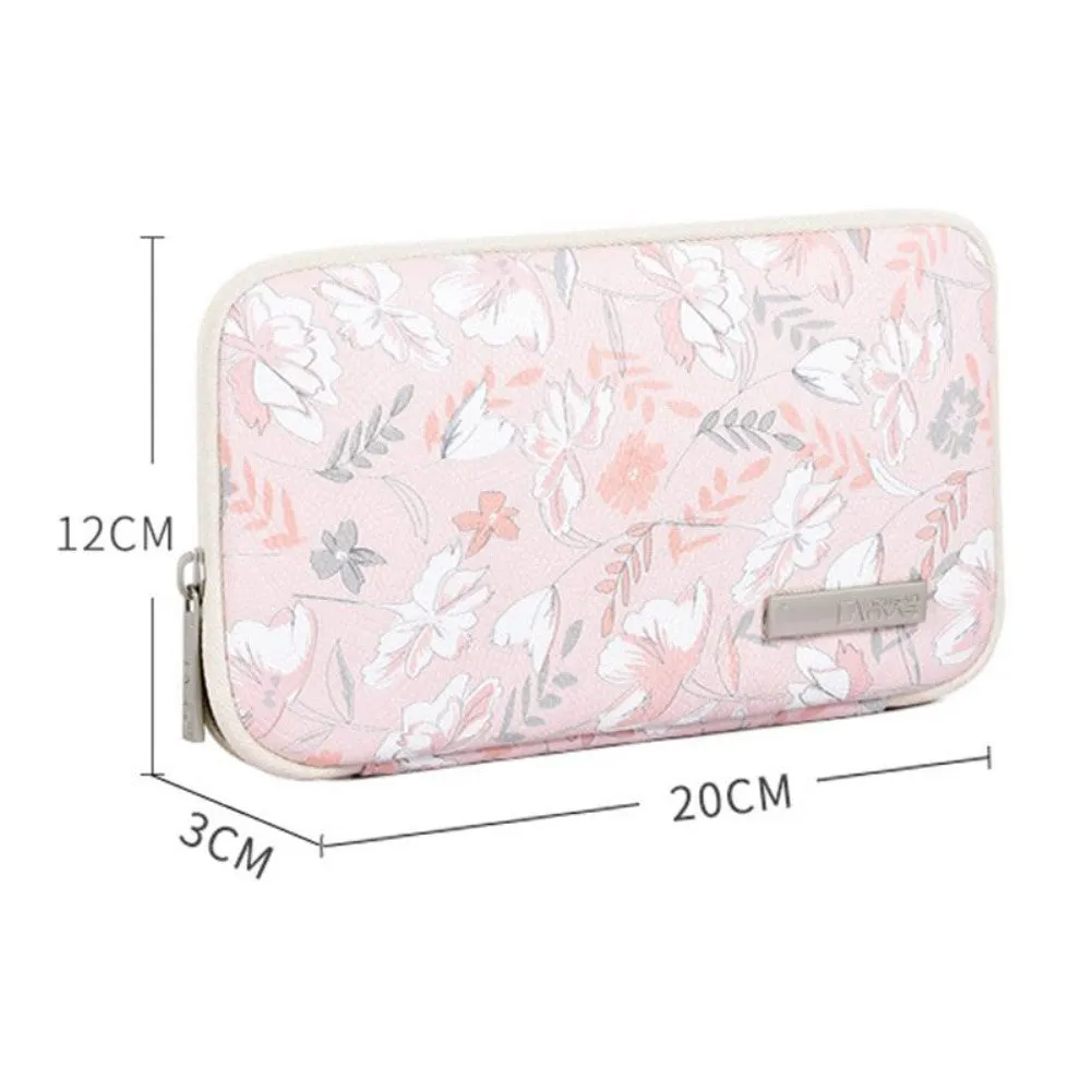 (20x12x3cm) Universal leather organizer case with zipper for smartphone - Pink / White