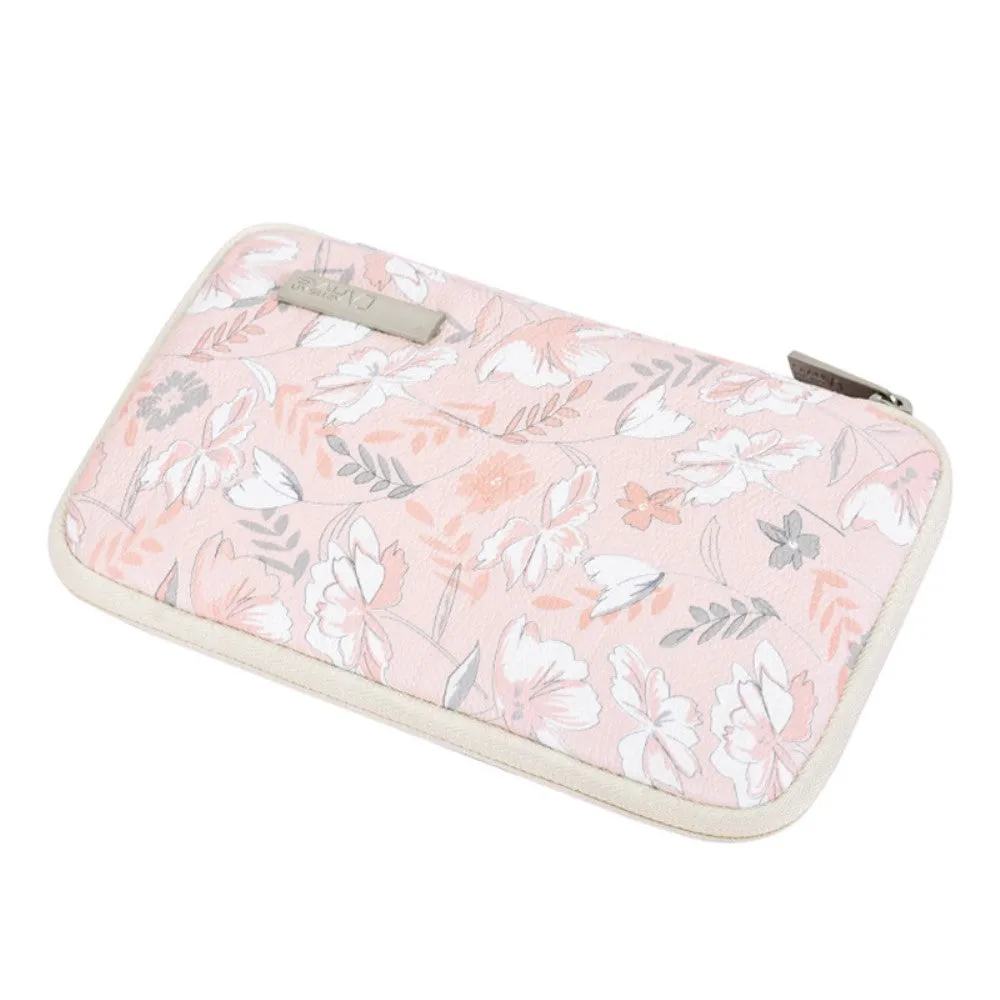 (20x12x3cm) Universal leather organizer case with zipper for smartphone - Pink / White