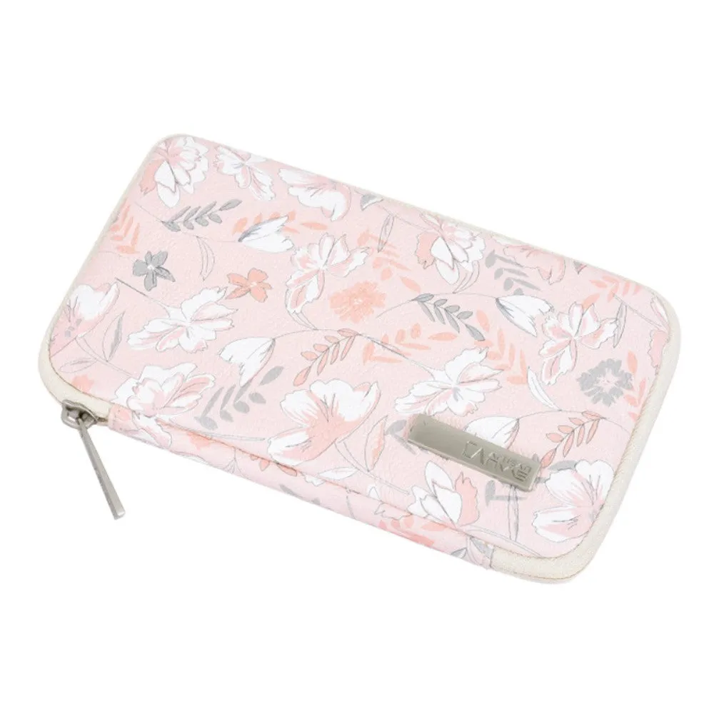 (20x12x3cm) Universal leather organizer case with zipper for smartphone - Pink / White