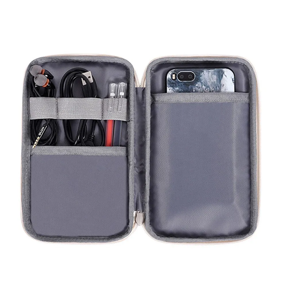 (20x12x3cm) Universal leather organizer case with zipper for smartphone - Pink / White