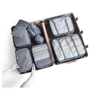 8in1 Splashproof Suitcase Organizer Travel Luggage Compression Garment Bag Set - Grey