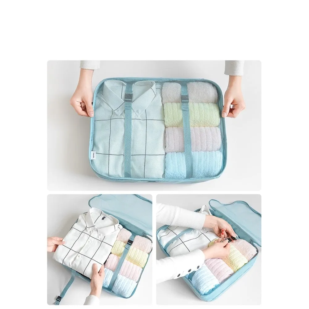 8in1 Splashproof Suitcase Organizer Travel Luggage Compression Garment Bag Set - Grey