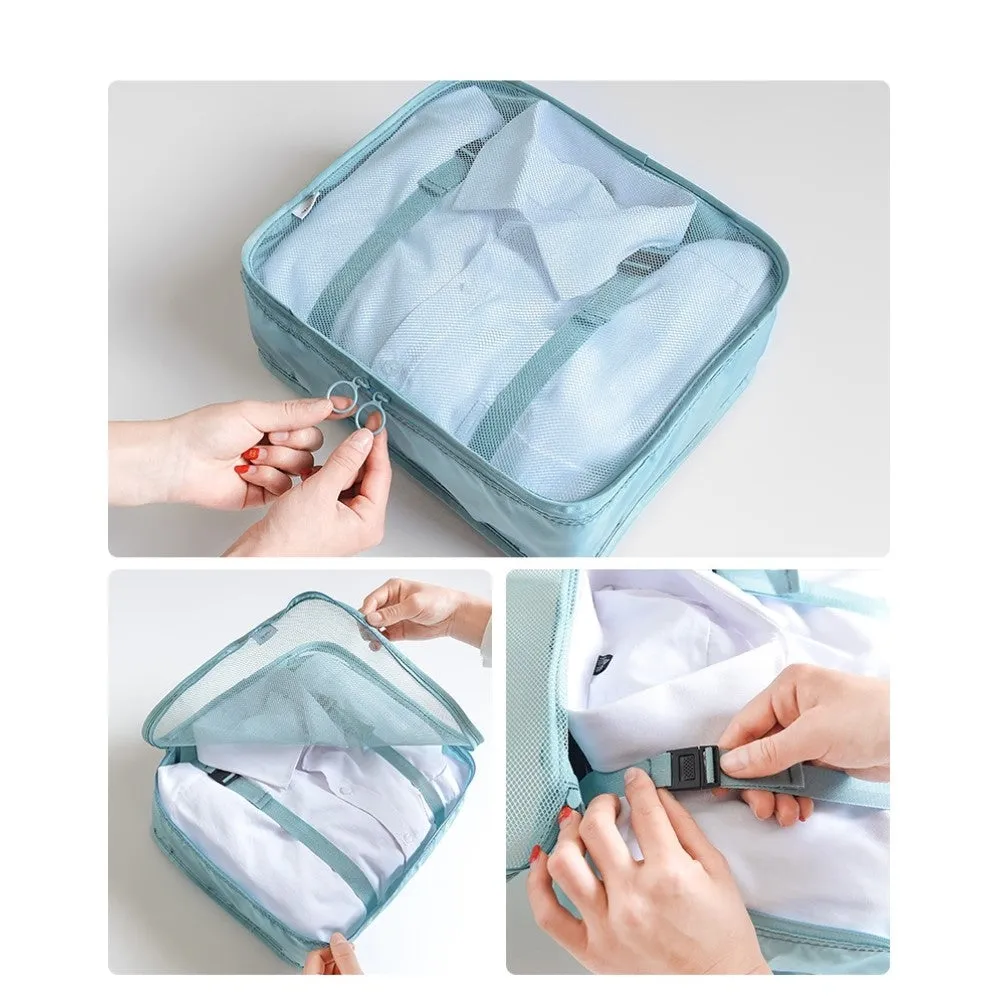 8in1 Splashproof Suitcase Organizer Travel Luggage Compression Garment Bag Set - Grey