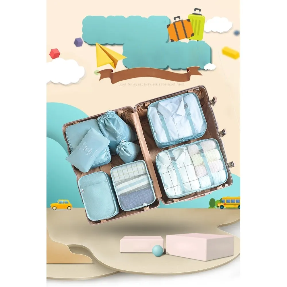 8in1 Splashproof Suitcase Organizer Travel Luggage Compression Garment Bag Set - Grey