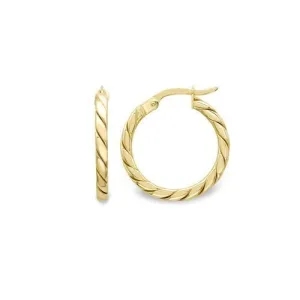 9ct Gold 15mm Twist Round Hoop Earrings