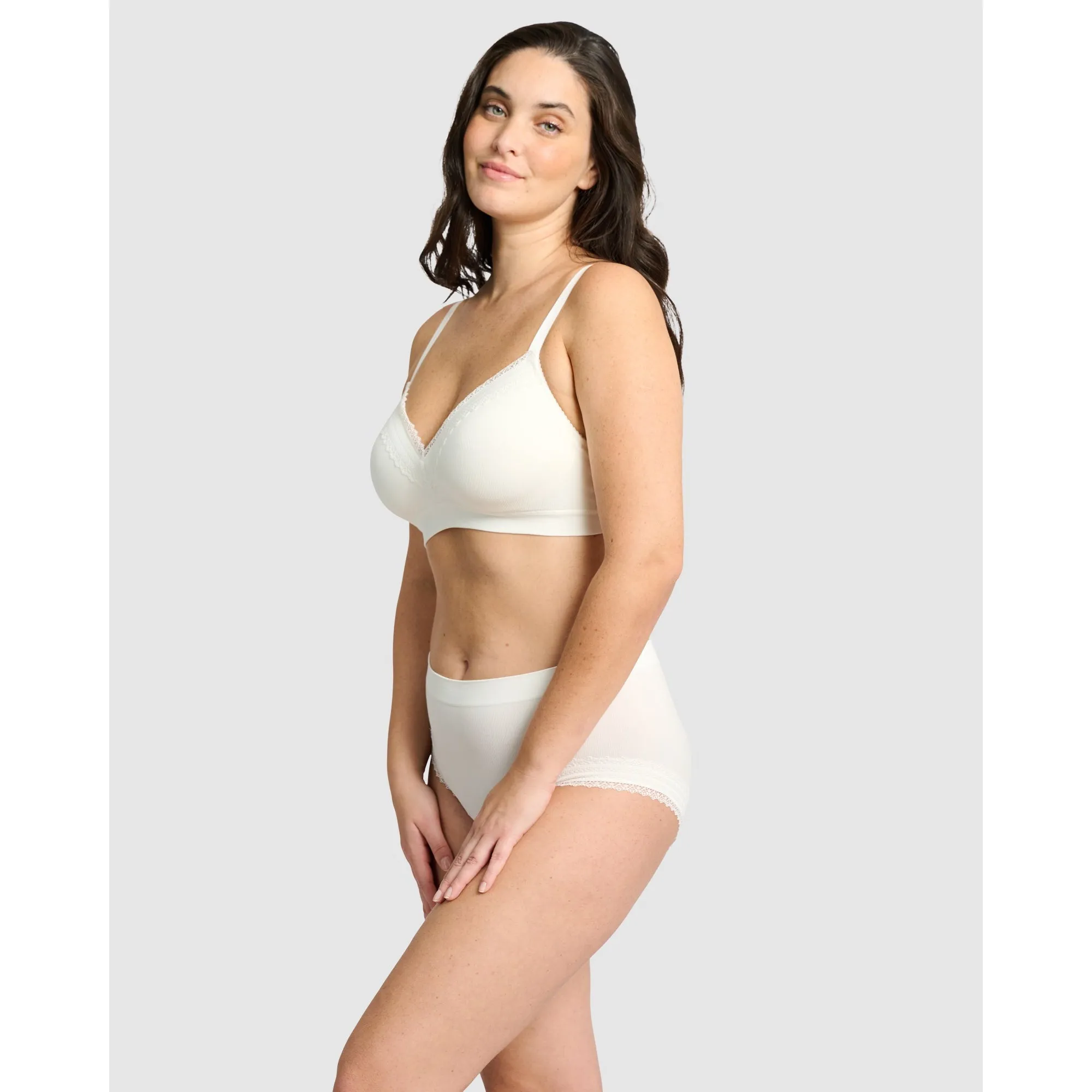 Agathe Ribbed Full Coverage Shorty Underwear-Ivory