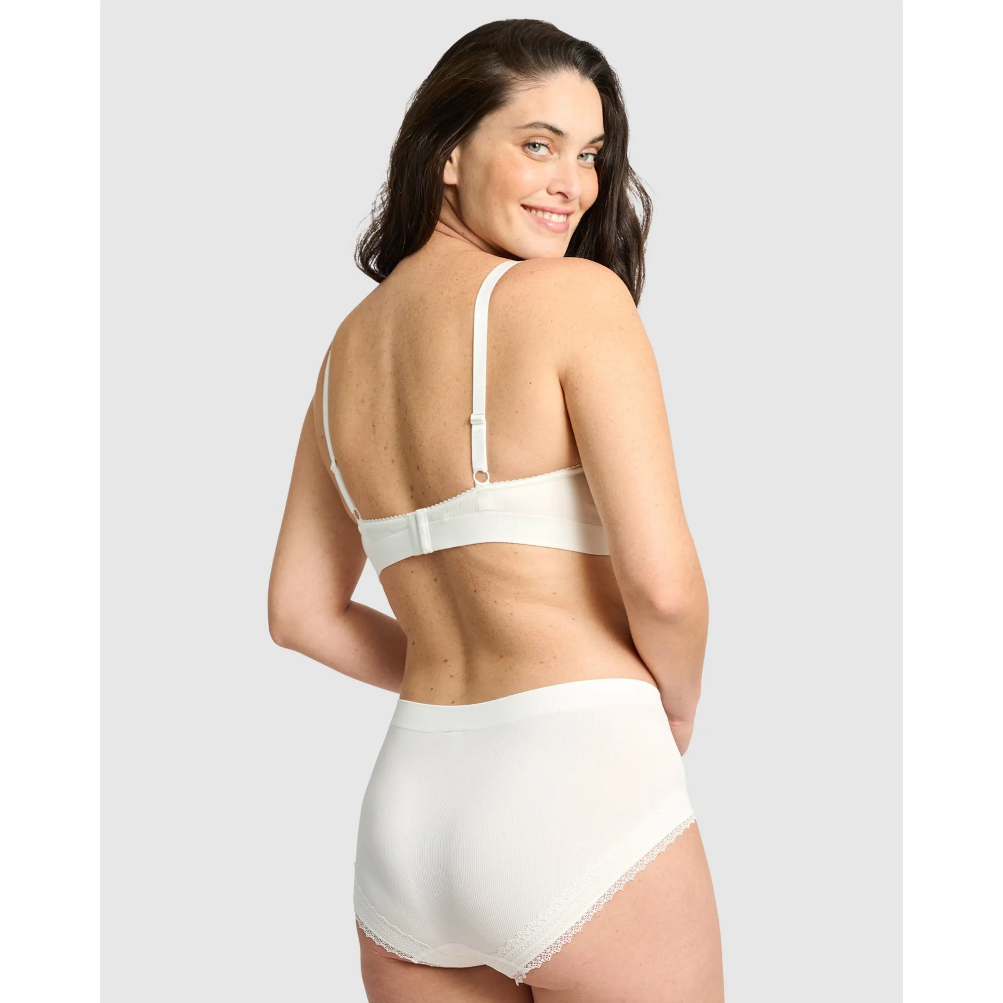 Agathe Ribbed Full Coverage Shorty Underwear-Ivory