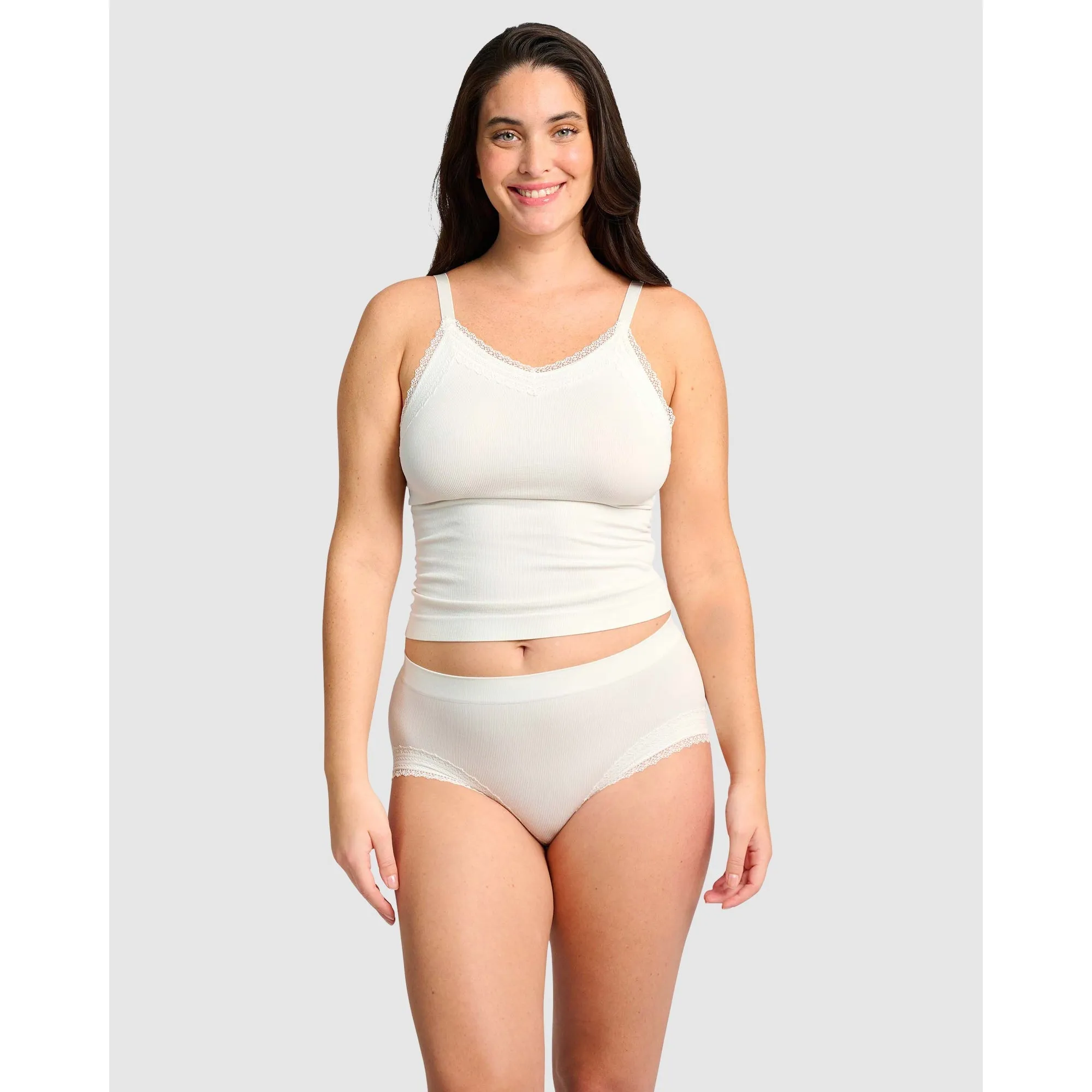 Agathe Ribbed Full Coverage Shorty Underwear-Ivory