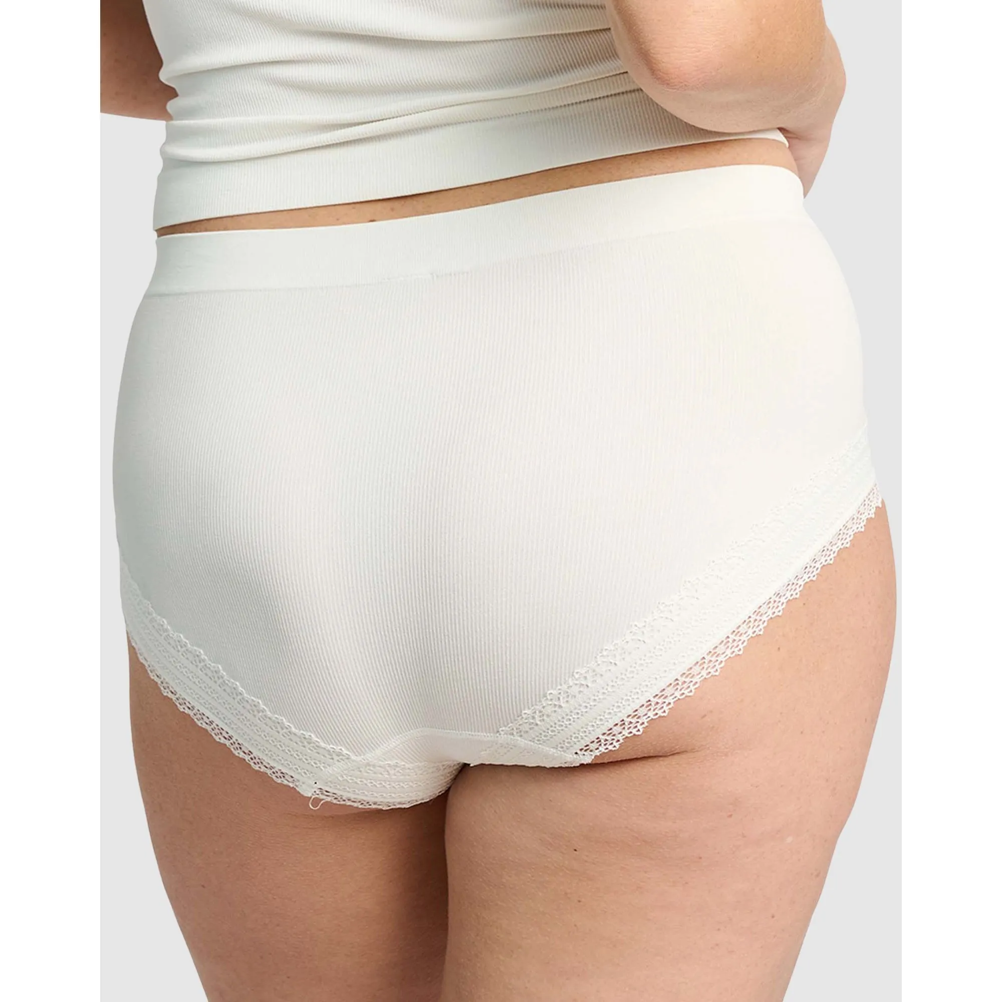 Agathe Ribbed Full Coverage Shorty Underwear-Ivory