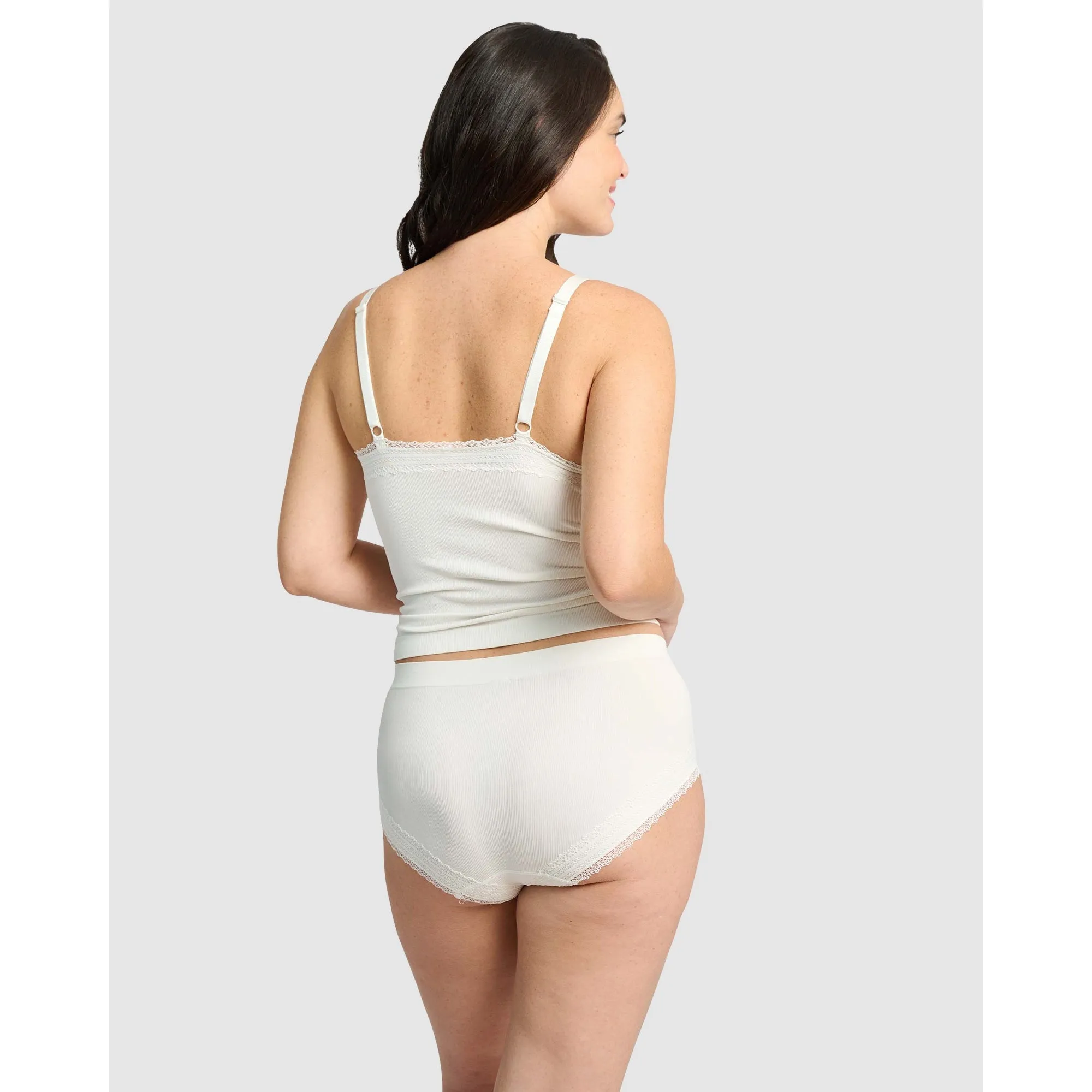 Agathe Ribbed Full Coverage Shorty Underwear-Ivory