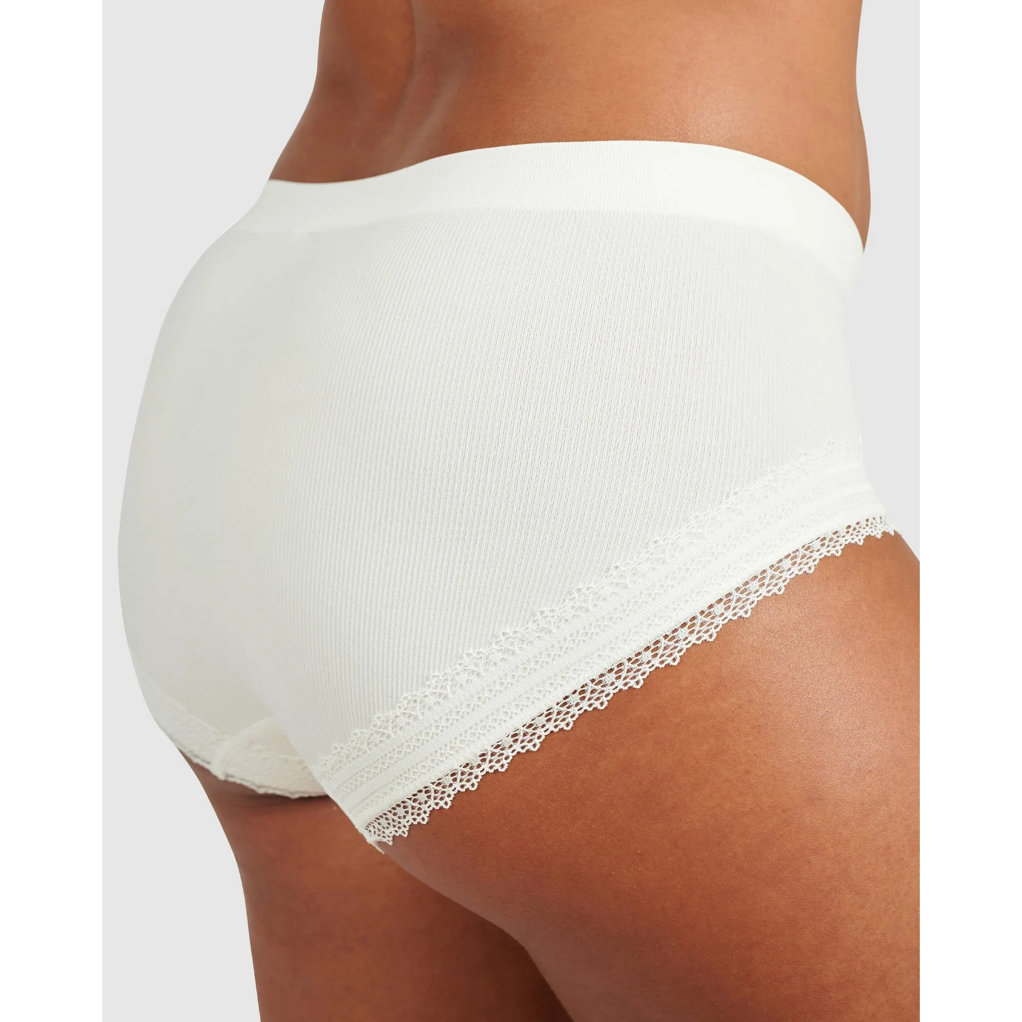 Agathe Ribbed Full Coverage Shorty Underwear-Ivory