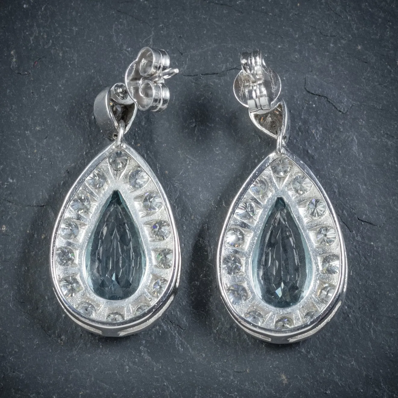 Aquamarine Drop Earrings 18Ct White Gold