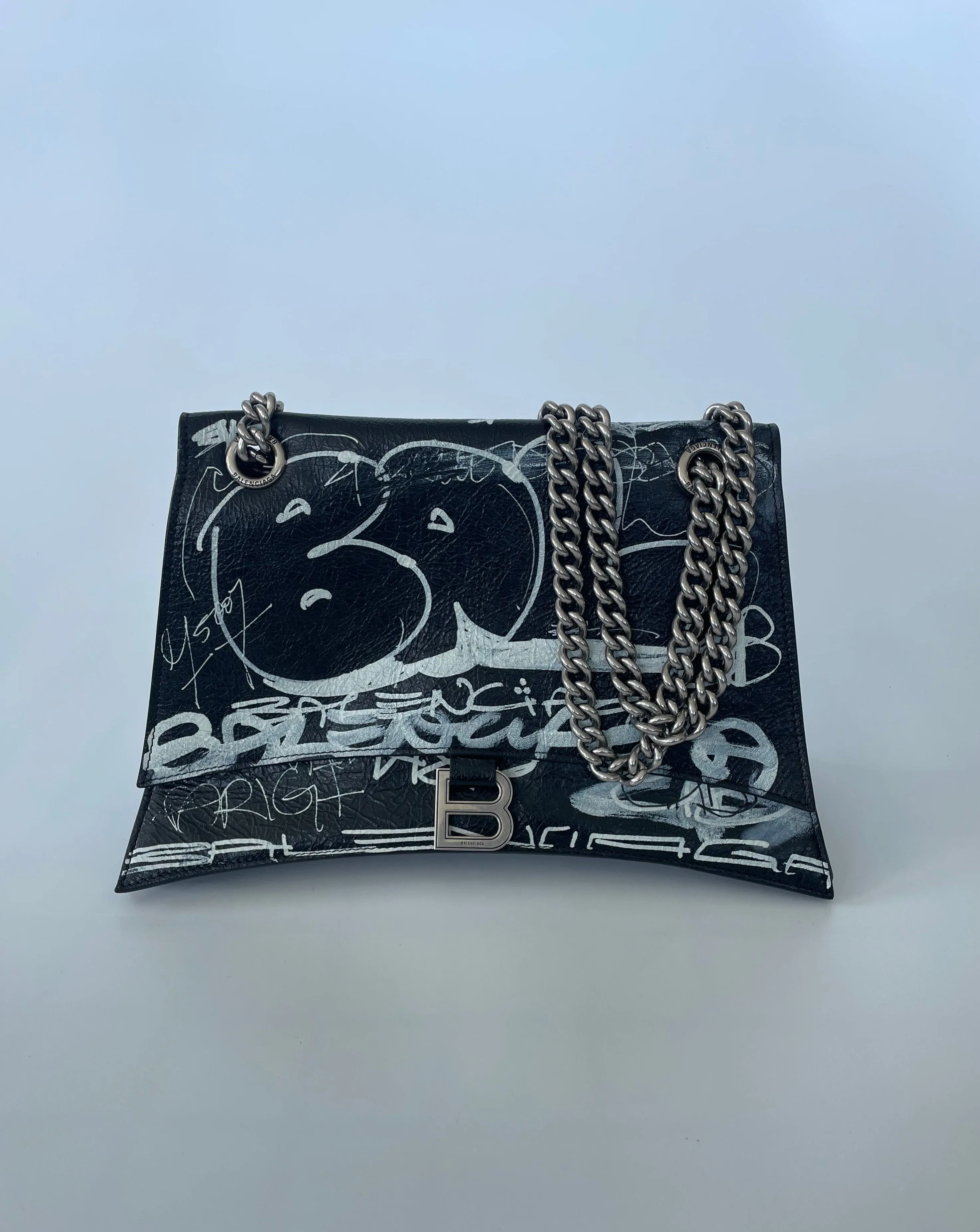 BALENCIAGA | GRAFFITI CRUSH CHAIN BAG | BLACK