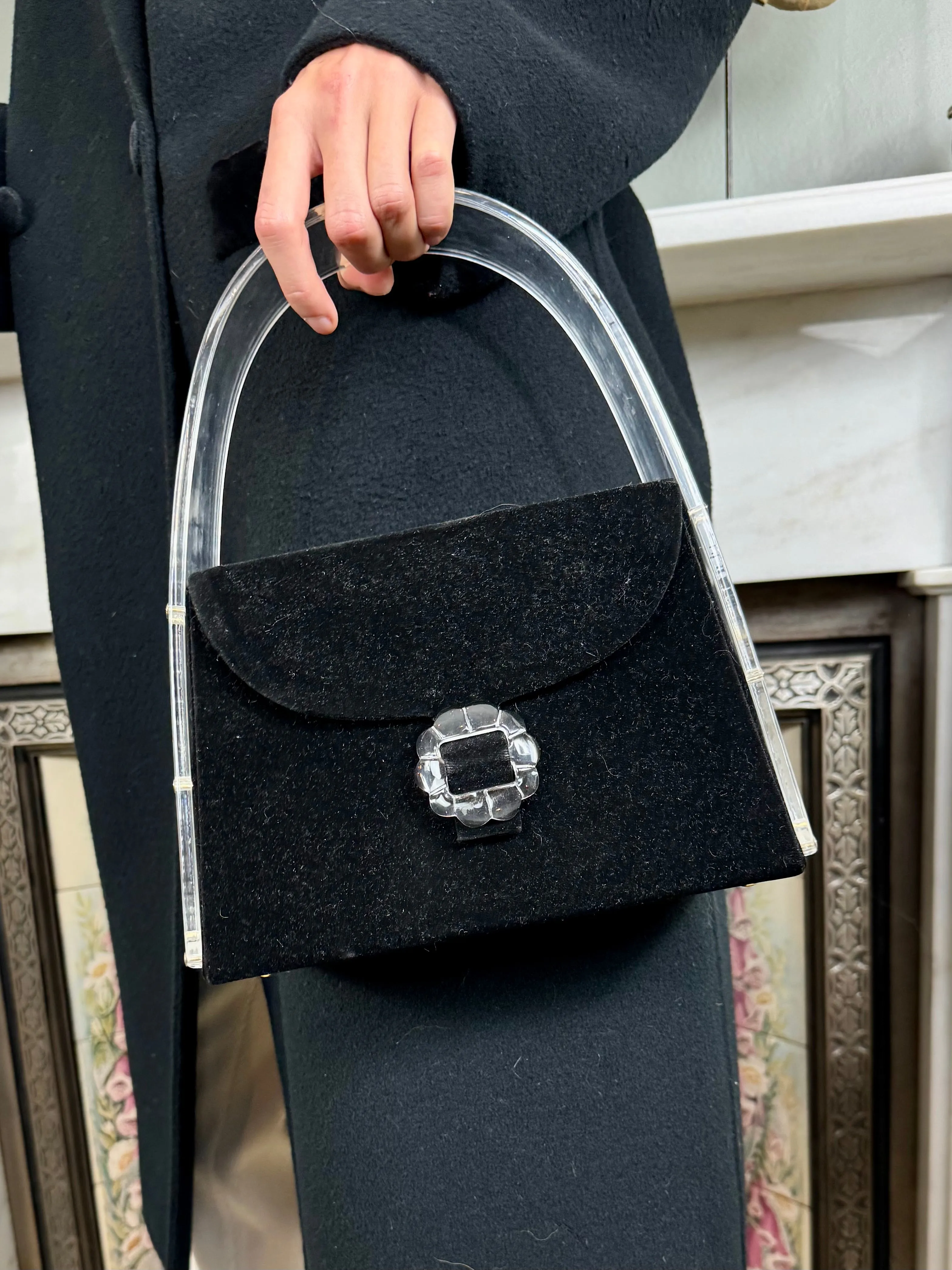 Barbara, 60s velour and perspex handbag