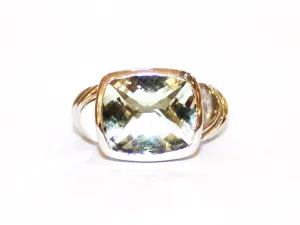Bezel Set Green Amethyst Wide Band Ring
