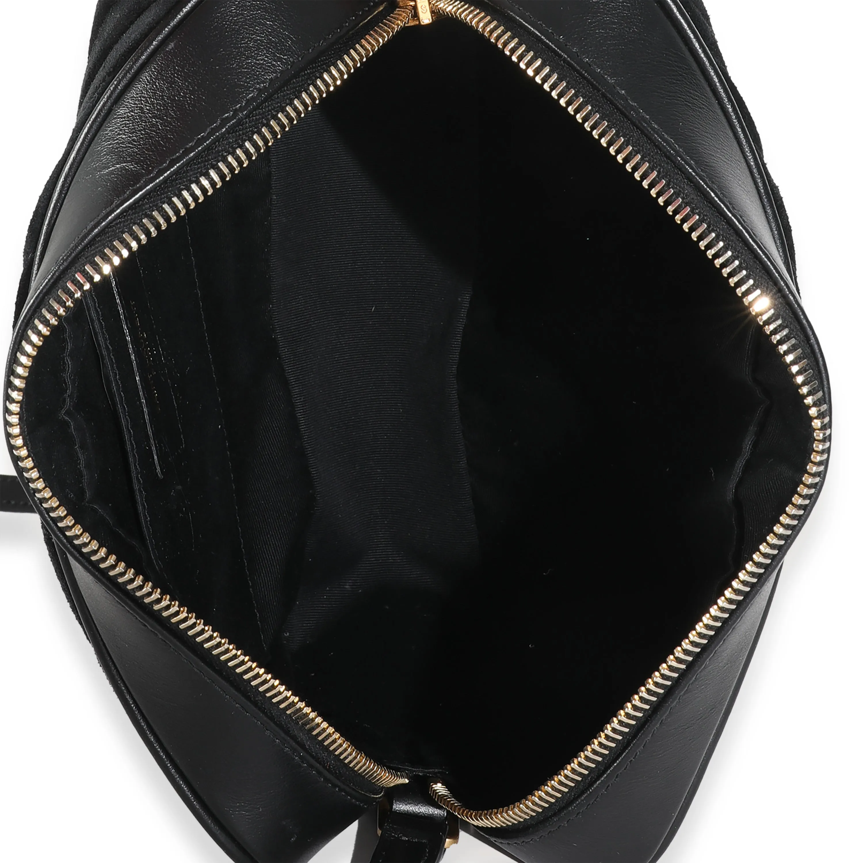 Black Suede Matelasse Monogram Lou Camera Bag