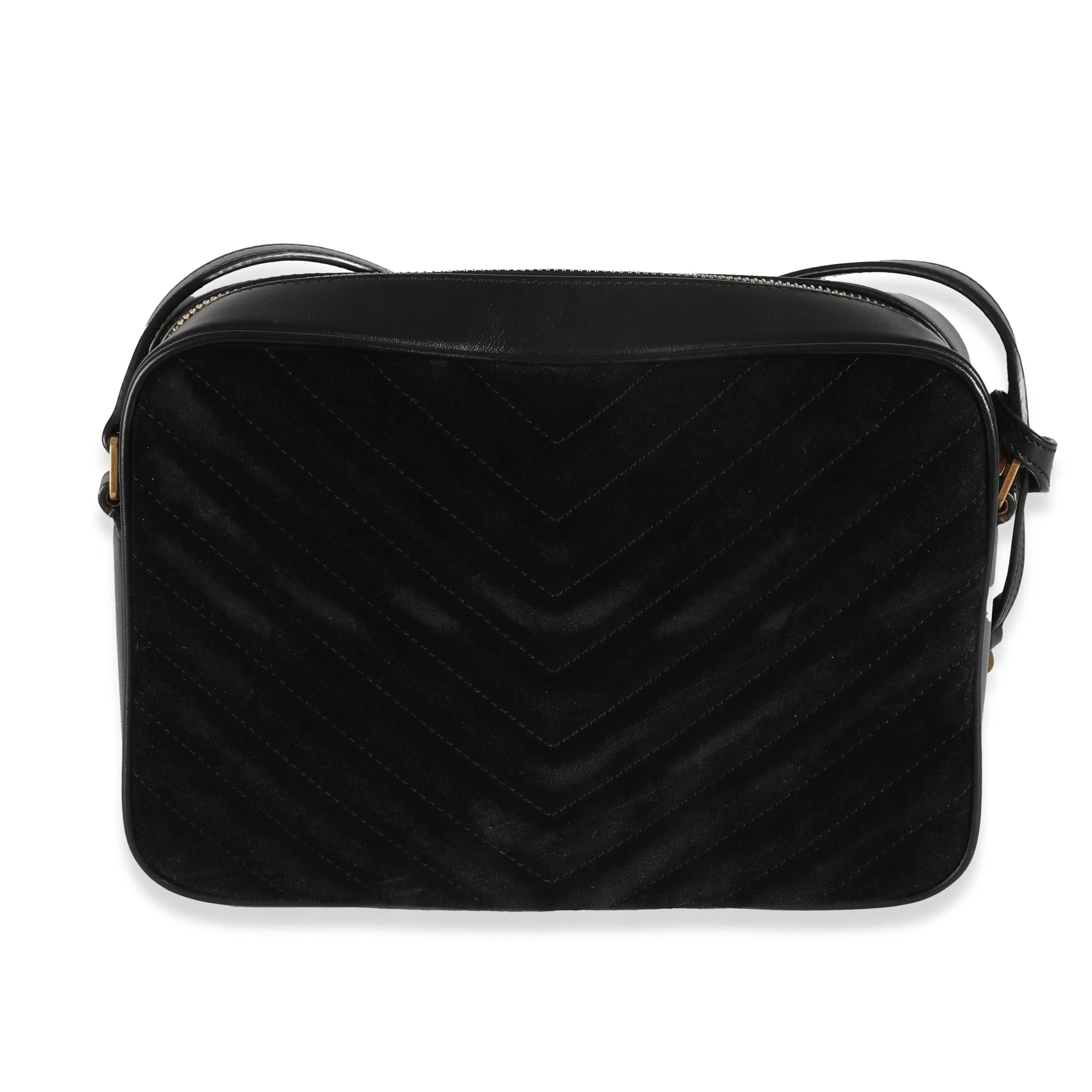 Black Suede Matelasse Monogram Lou Camera Bag