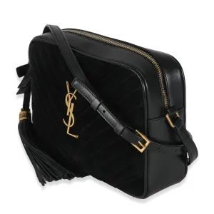 Black Suede Matelasse Monogram Lou Camera Bag