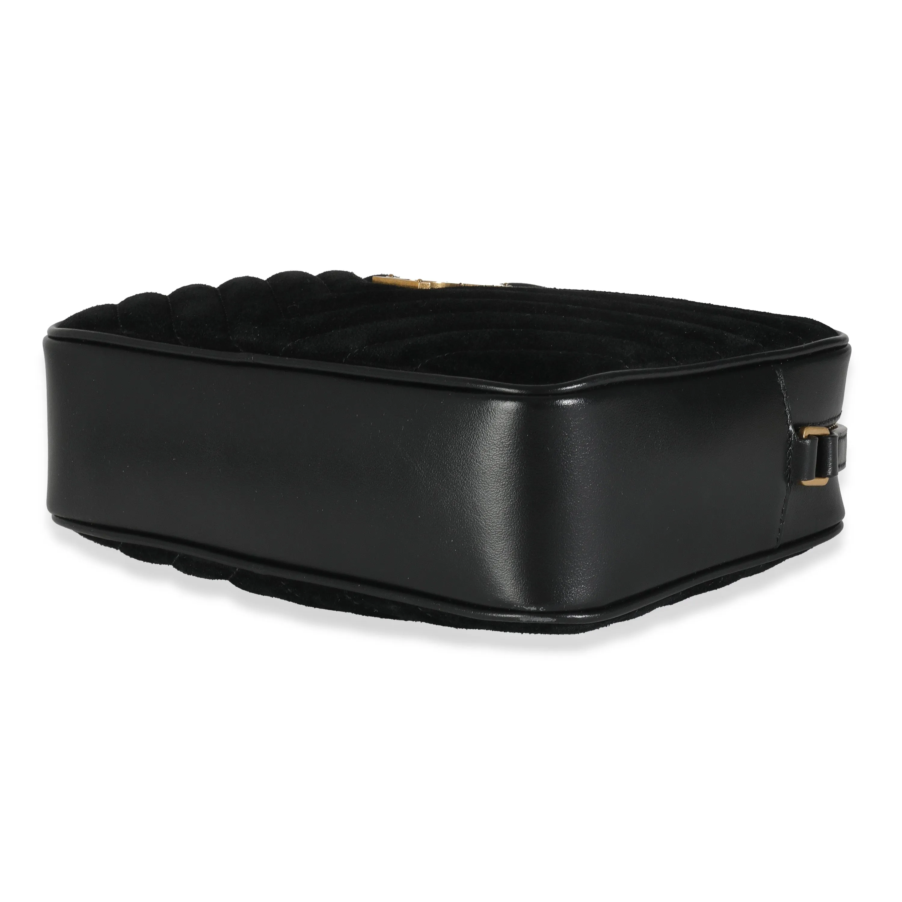 Black Suede Matelasse Monogram Lou Camera Bag