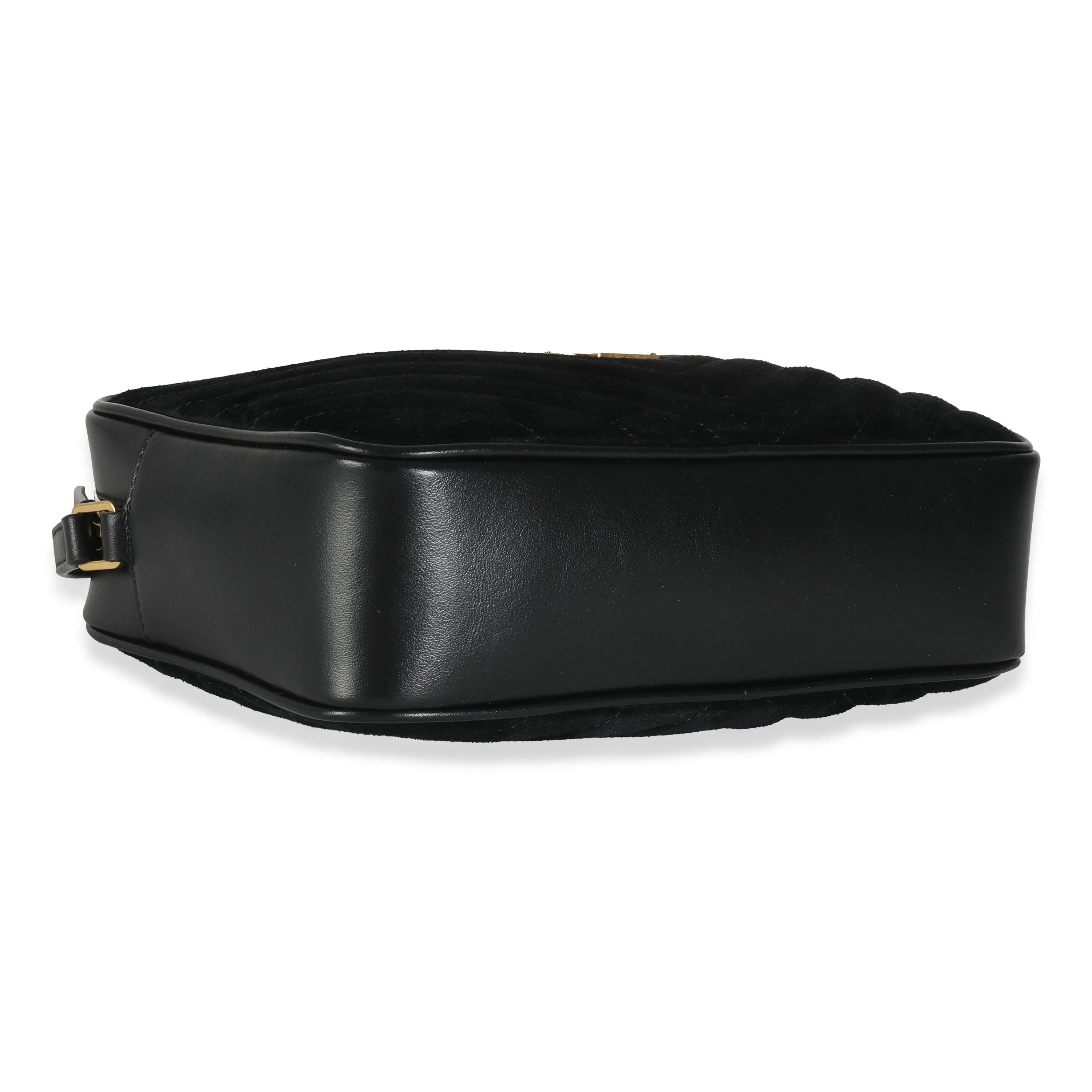 Black Suede Matelasse Monogram Lou Camera Bag