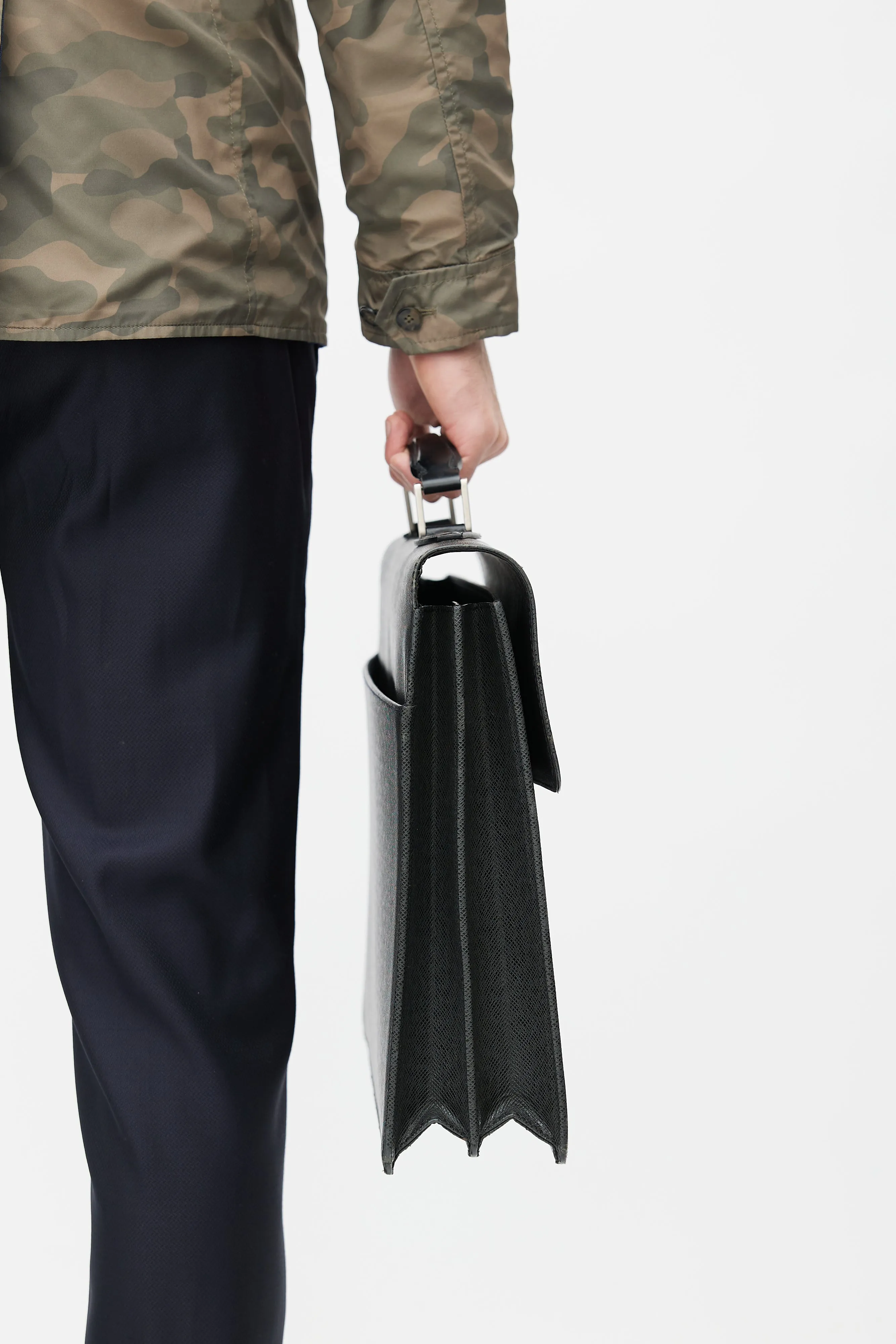 Black Taiga Leather Briefcase