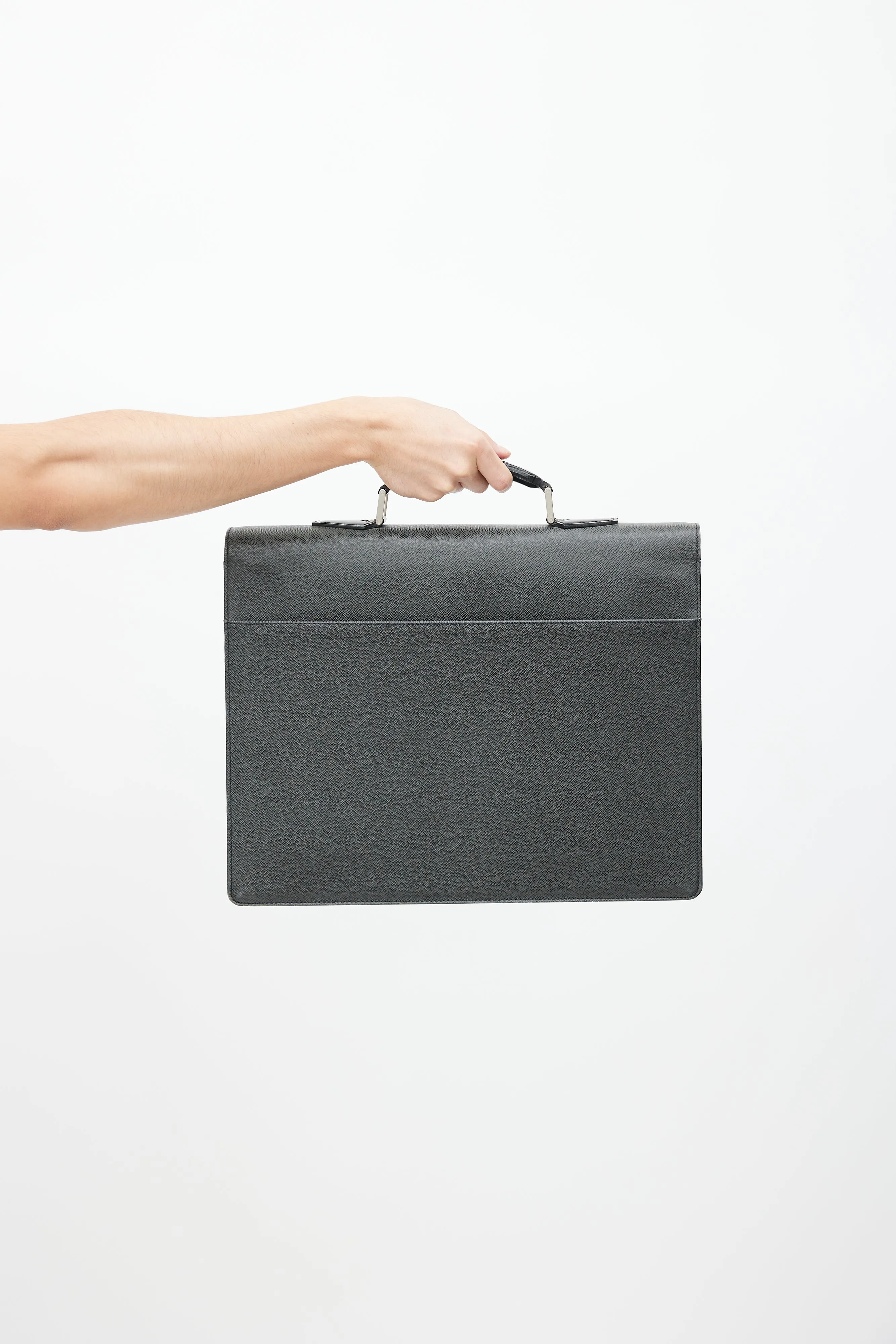 Black Taiga Leather Briefcase