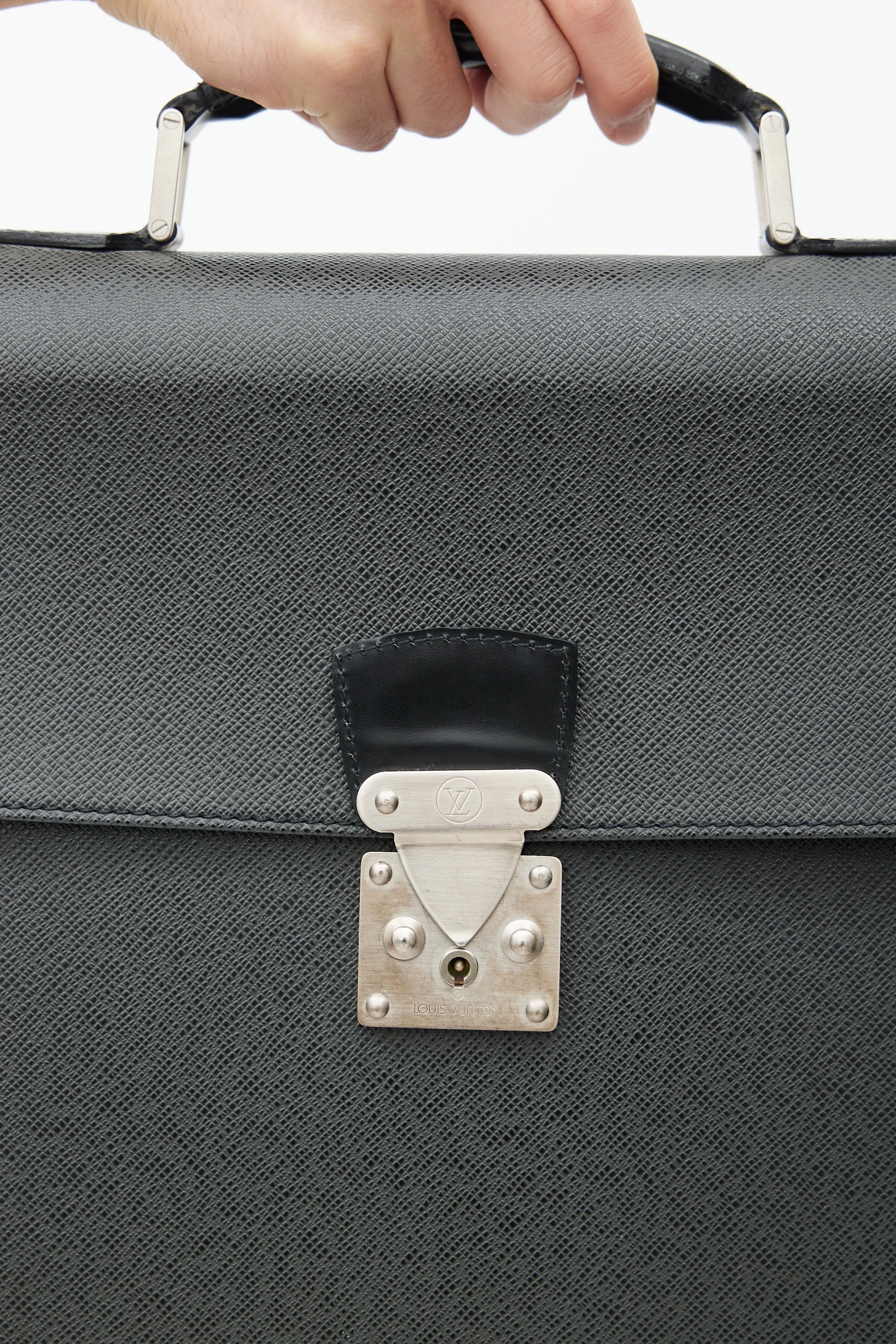 Black Taiga Leather Briefcase
