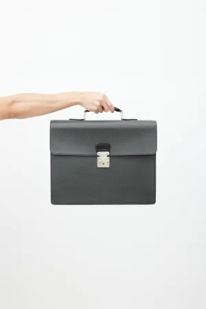 Black Taiga Leather Briefcase