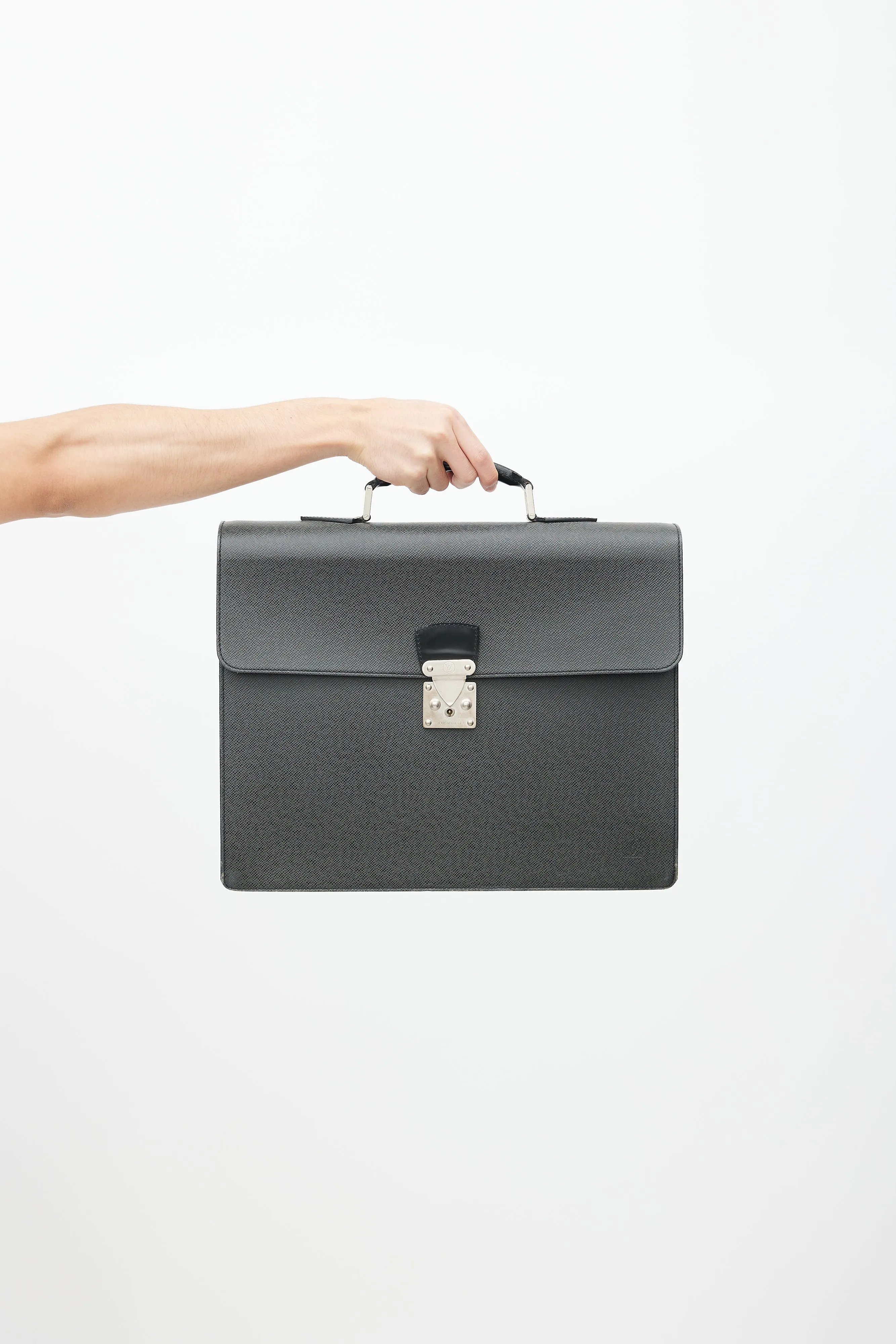 Black Taiga Leather Briefcase