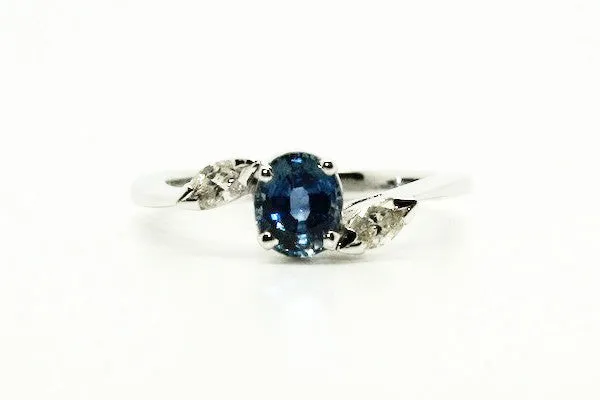 Blue Sapphire And Marque Diamond Ring Ad No.1129