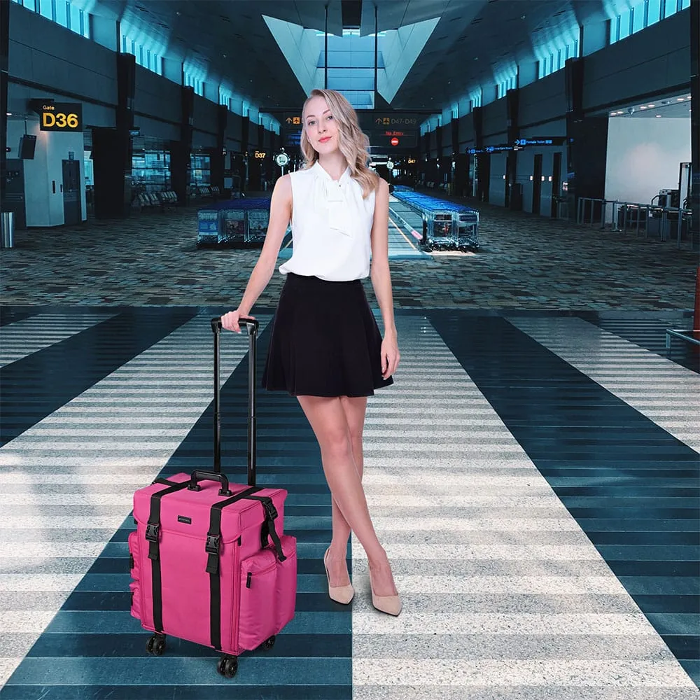 Byootique MassLux Deep Pink Oxford Rolling Soft Makeup Case