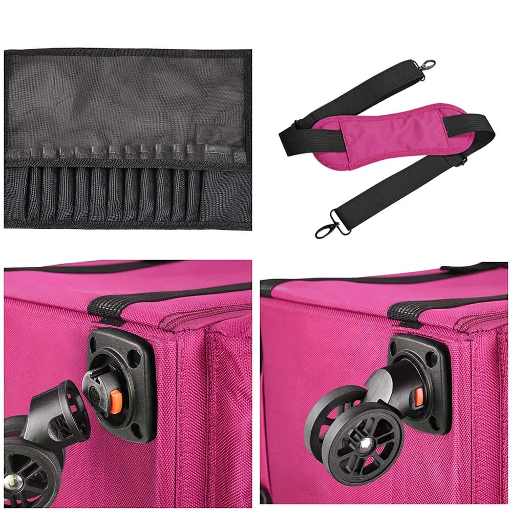 Byootique MassLux Deep Pink Oxford Rolling Soft Makeup Case
