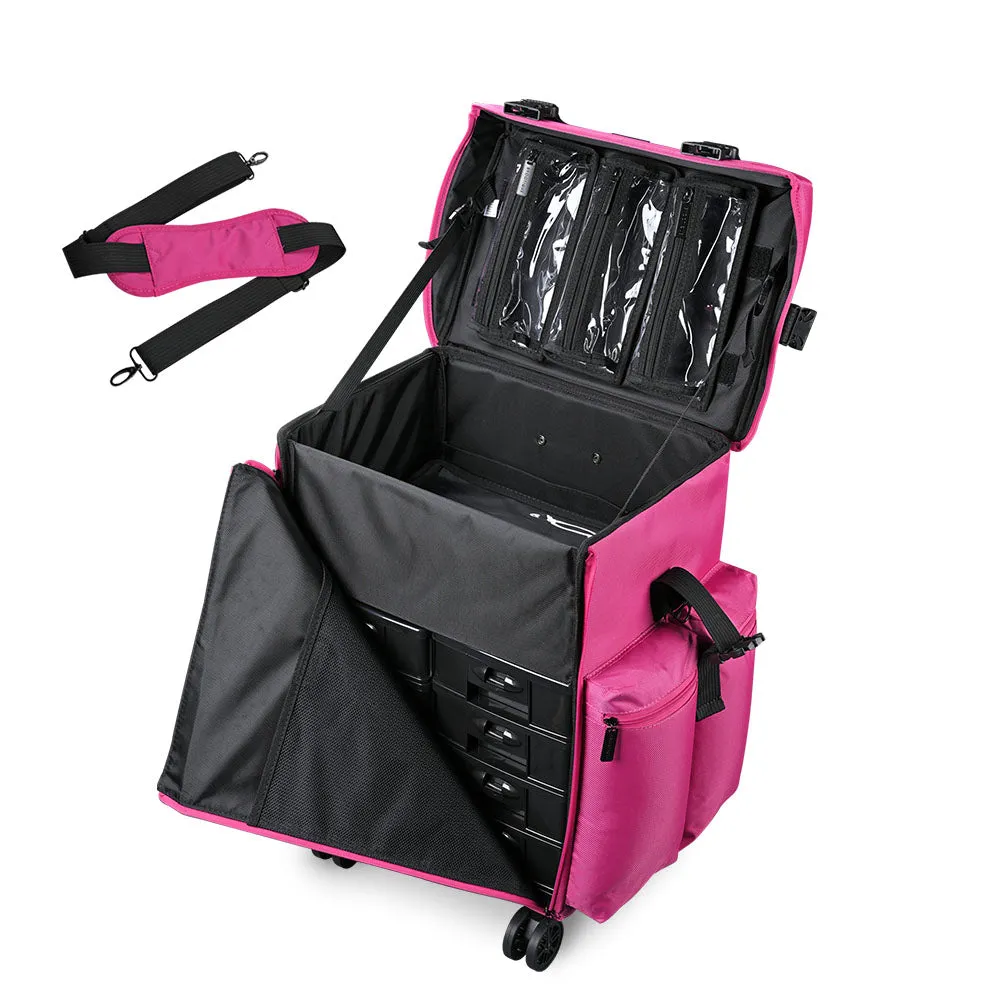 Byootique MassLux Deep Pink Oxford Rolling Soft Makeup Case