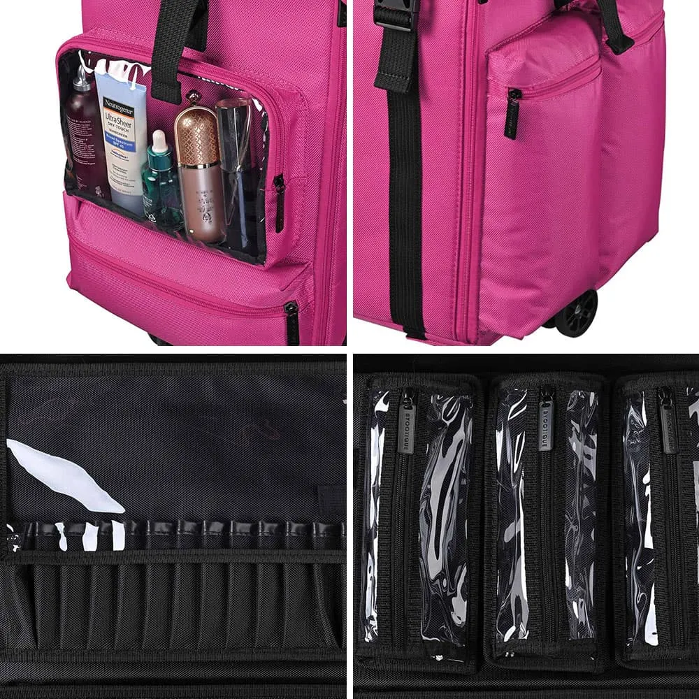 Byootique MassLux Deep Pink Oxford Rolling Soft Makeup Case