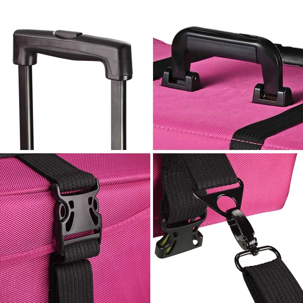 Byootique MassLux Deep Pink Oxford Rolling Soft Makeup Case