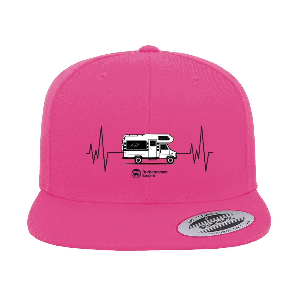 Camping Cardiogram Embroidered Flat Bill Cap