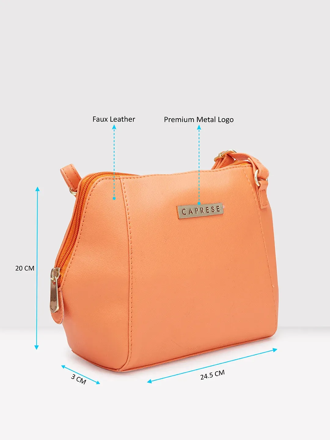 Caprese Holden Small Sling Solid Faux Leather For Women Orange