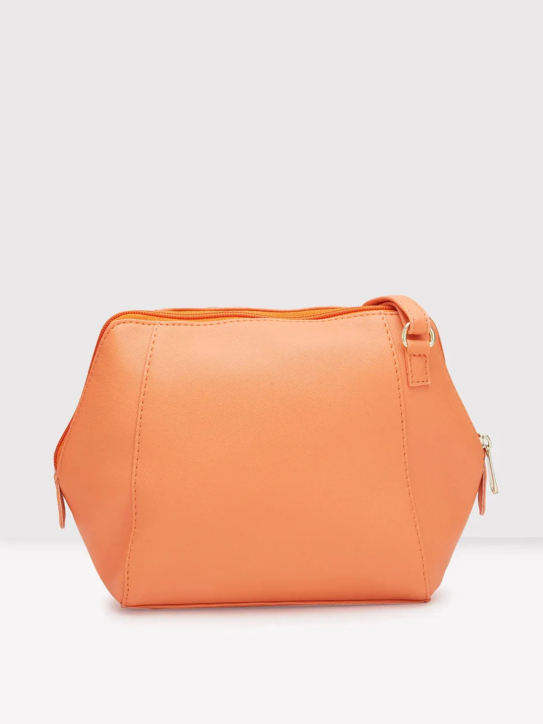 Caprese Holden Small Sling Solid Faux Leather For Women Orange
