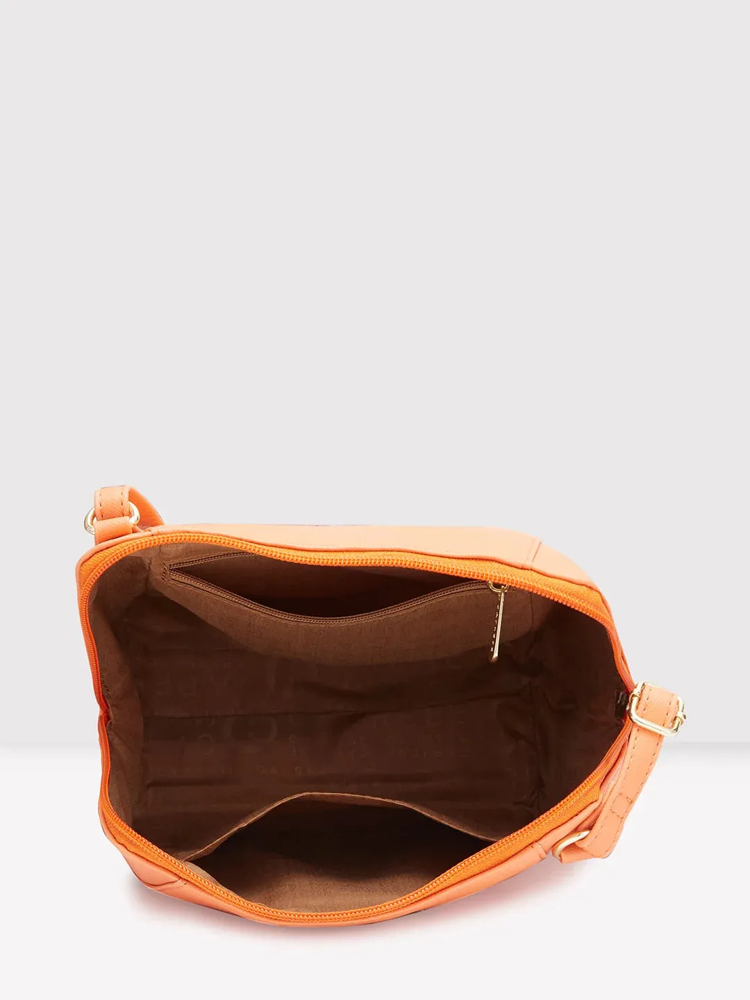 Caprese Holden Small Sling Solid Faux Leather For Women Orange
