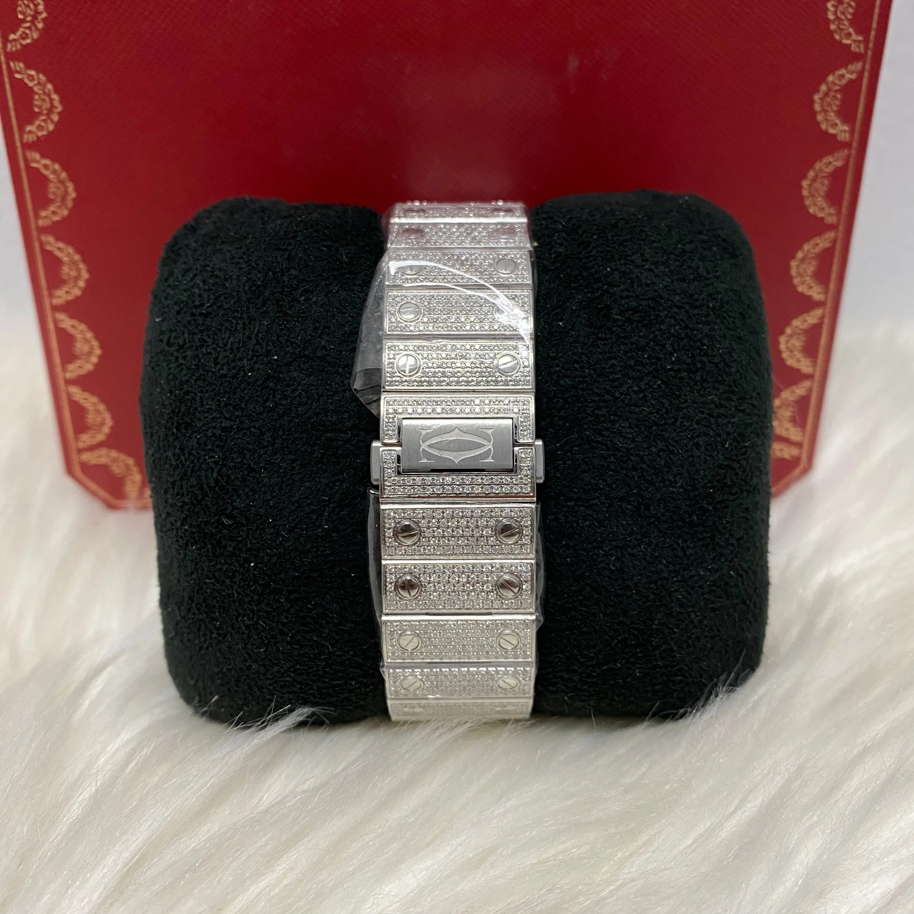 Cartier Santos 40Mm Natural Diamonds Bussdown Roman Fully Linked 2020