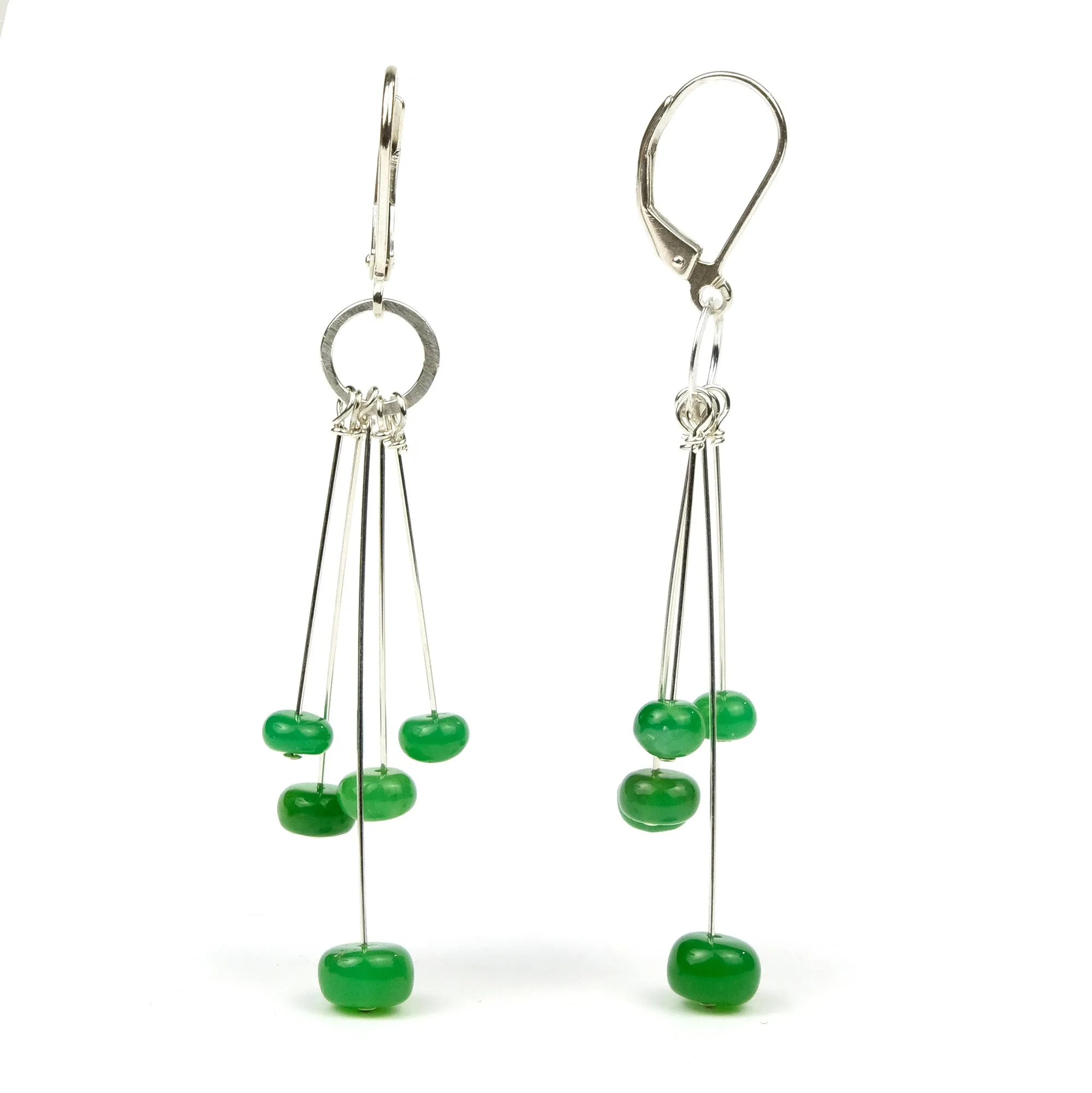 Chrysoprase Earrings with Sterling Silver Latch Back Ear Wire