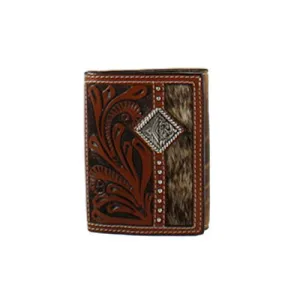 Cow Hair Tooled Trifold Wallet