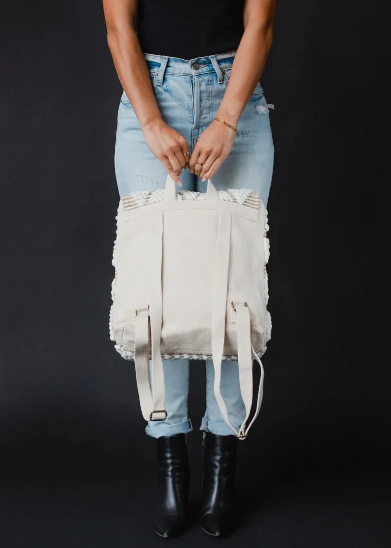 Cream Diamond Pattern Backpack