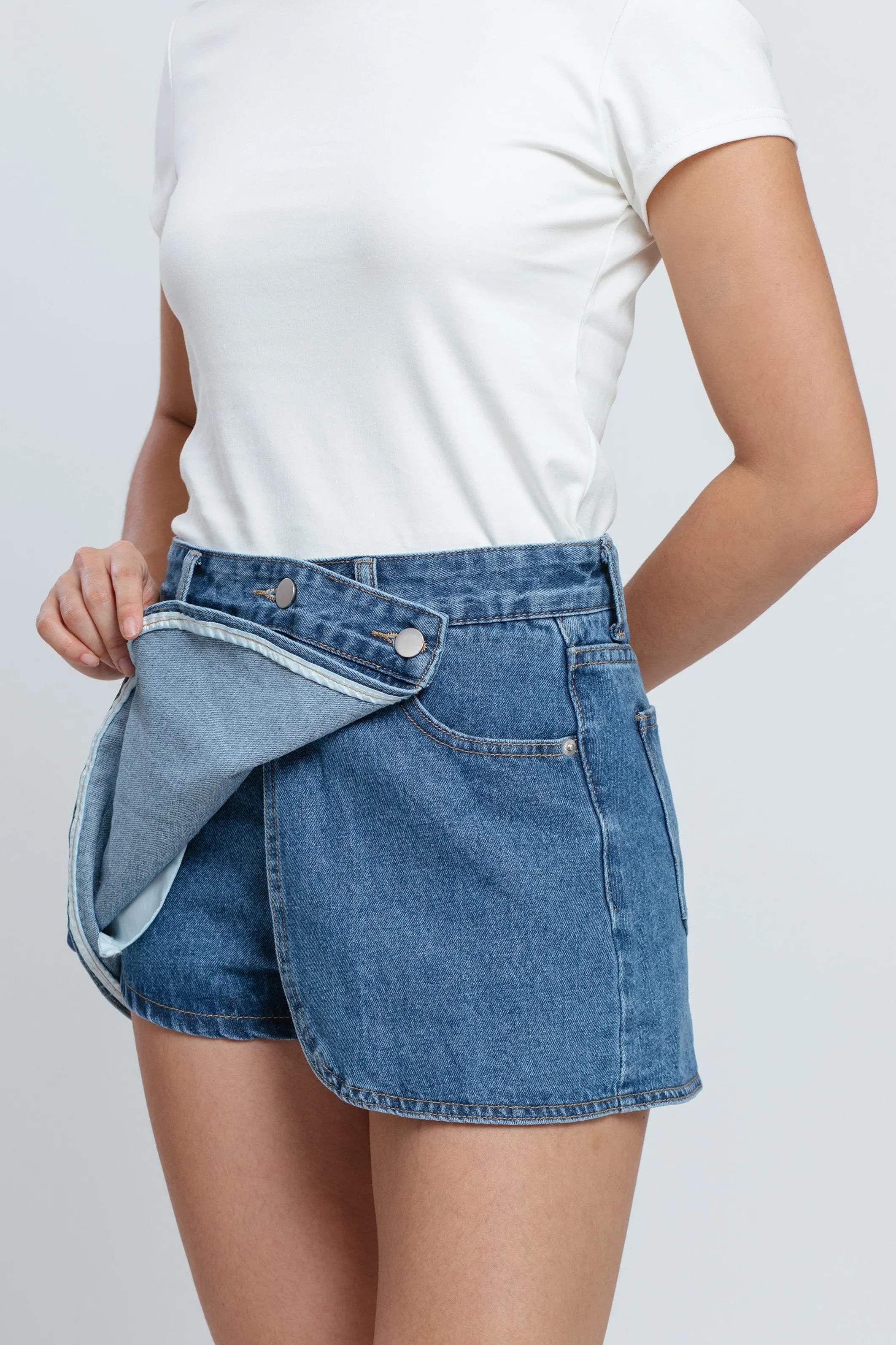 Dark Blue Bee Denim Skorts