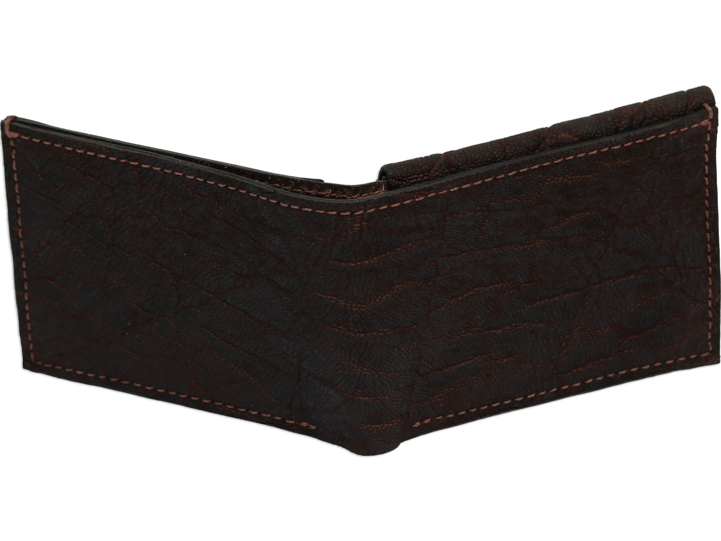 Dark Brown Elephant Luxury Designer Exotic Bifold Wallet With Flip Up ID Window