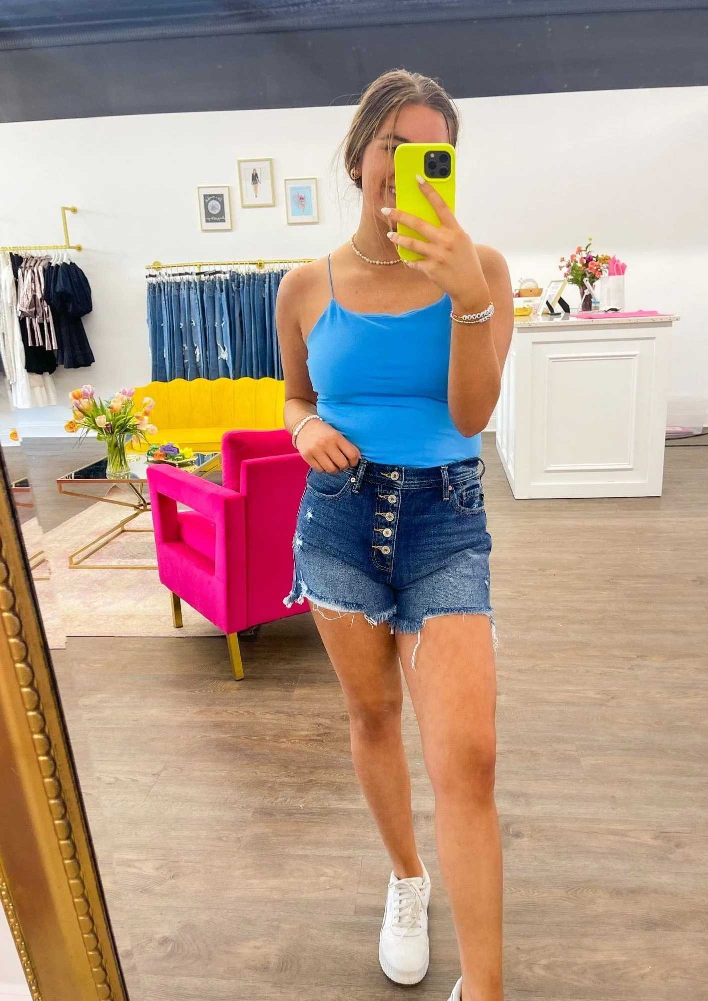 Dark Wash High Rise Mom Shorts
