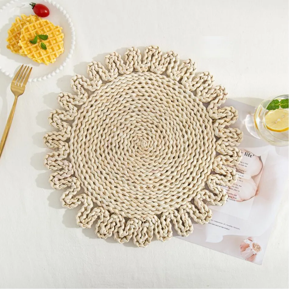 Dining Table Mat Natural Corn Husk Hand Insulation Tea  Coaster Mats